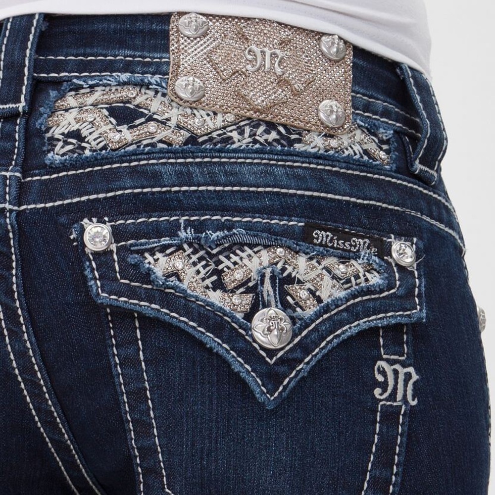 Miss Me Glitter Boot Stretch Jeans Size 27 STYLE JE8178BX